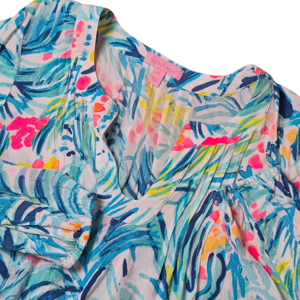 Lilly Pulitzer Women's XS Tropical Palm Floral Vacation Beach Top